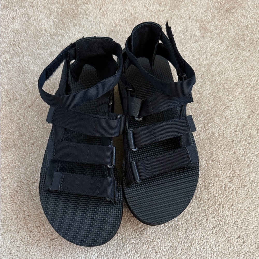 Teva Black Wedge Strap Sandals